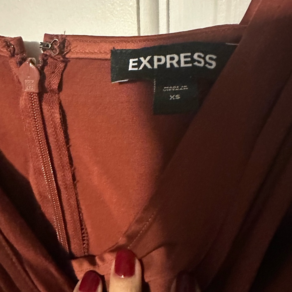 Express Rust Satin Mini Dress - Picture 3 of 3